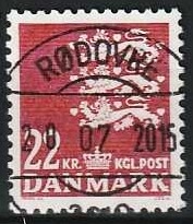 FRIMÆRKER DANMARK | 1987 - AFA 876 - Rigsvåben 22 Kr. matrød - Lux Stemplet